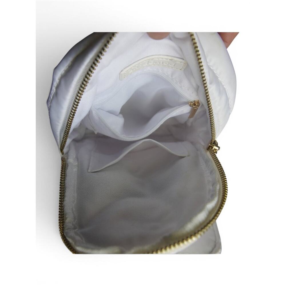 AHDORNED White Quilted Mini Sling Backpack Crossbody Gold HW - Picture 12 of 13